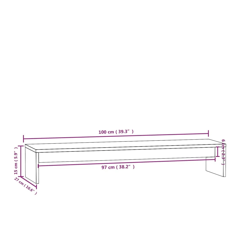 Supporto per monitor 100 x 27 x 15 cm in legno massello di pino bianco 02_0029198