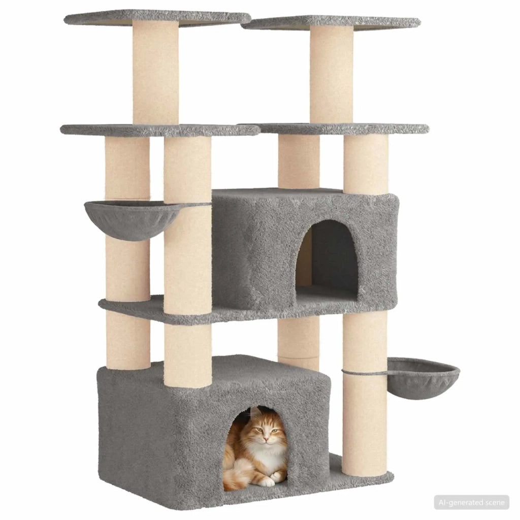 Albero per gatti con pali per graffiare in sisal 2 pz 147 cm 3422901