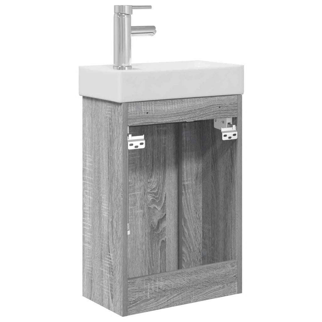 Mobile bagno con rubinetto Sonoma grigio 40,5 x 22,5 x 62 cm