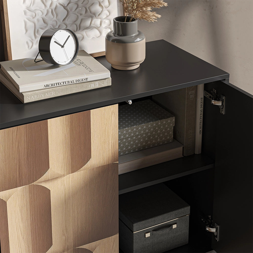 Vicco Credenza Nero/quercia 80 x 40 cm con 2 ante