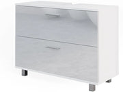 Mobile sottolavabo per bagno Ilias, Bianco lucido, 80 x 60.8 cm, con ritaglio per sifone e aperture di ventilazione laterali