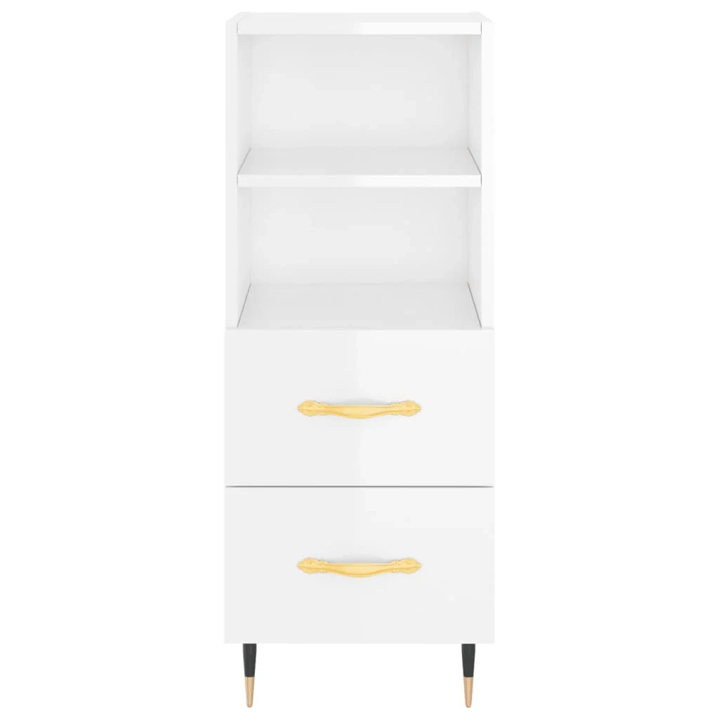 Buffet credenza cassettiera mobiletto mobile contenitore organizer per cucina soggiorno finitura lucida 34,5 x 34 x 90 cm legno ingegnerizzato bianco 02_0030603