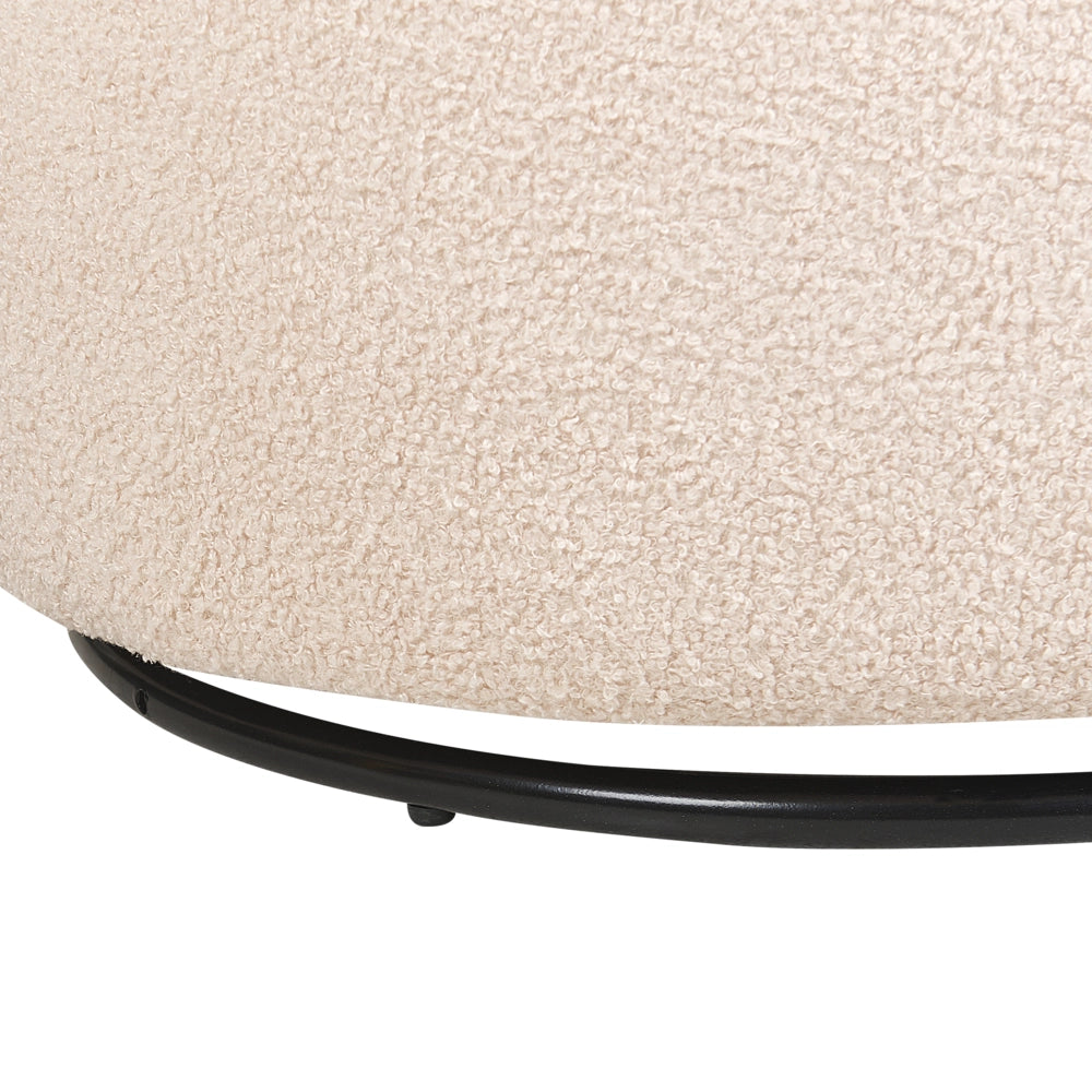 Poltrona Bianco Crema Boucle Tessuto Morbido Base Girevole 360° Stile Retro Glamour Art Deco dorato