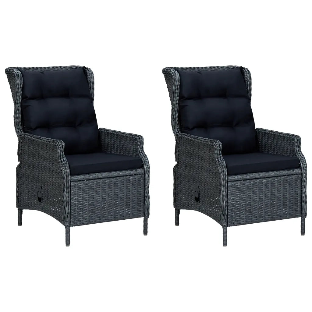 Set Pranzo da Giardino 9 pz con Cuscini Polyrattan Grigio Scuro 3060183