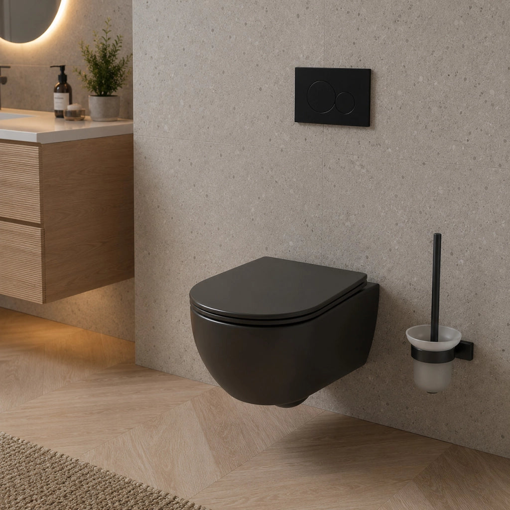 Portascopino Bagno da Parete Da Muro Acciaio e Vetro Satinato Grigio 87945