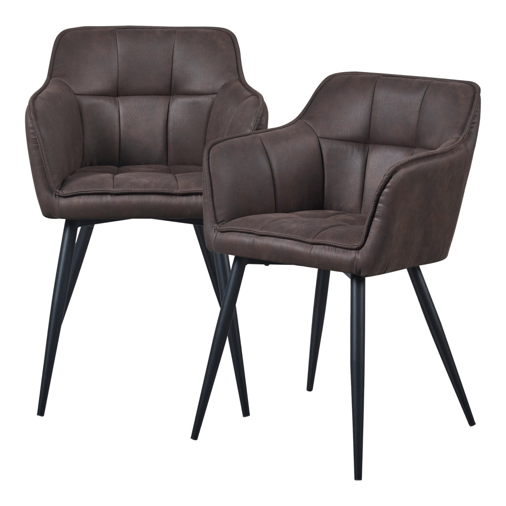 Set di 2 Sedie per Sala Pranzo Birmingham Effetto Velluto Marrone Scuro [en.casa]