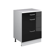Mobile per mansarda Rion Nero lucido/Bianco 60 x 83.8 cm senza inclinazione con 3 cassetti Vicco