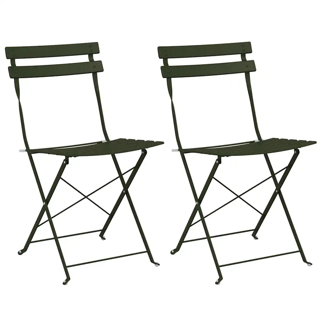 Sedia Pieghevole da Giardino 2 pz | Sedie da Esterno Verde 42 x 46 x 82cm Metallo