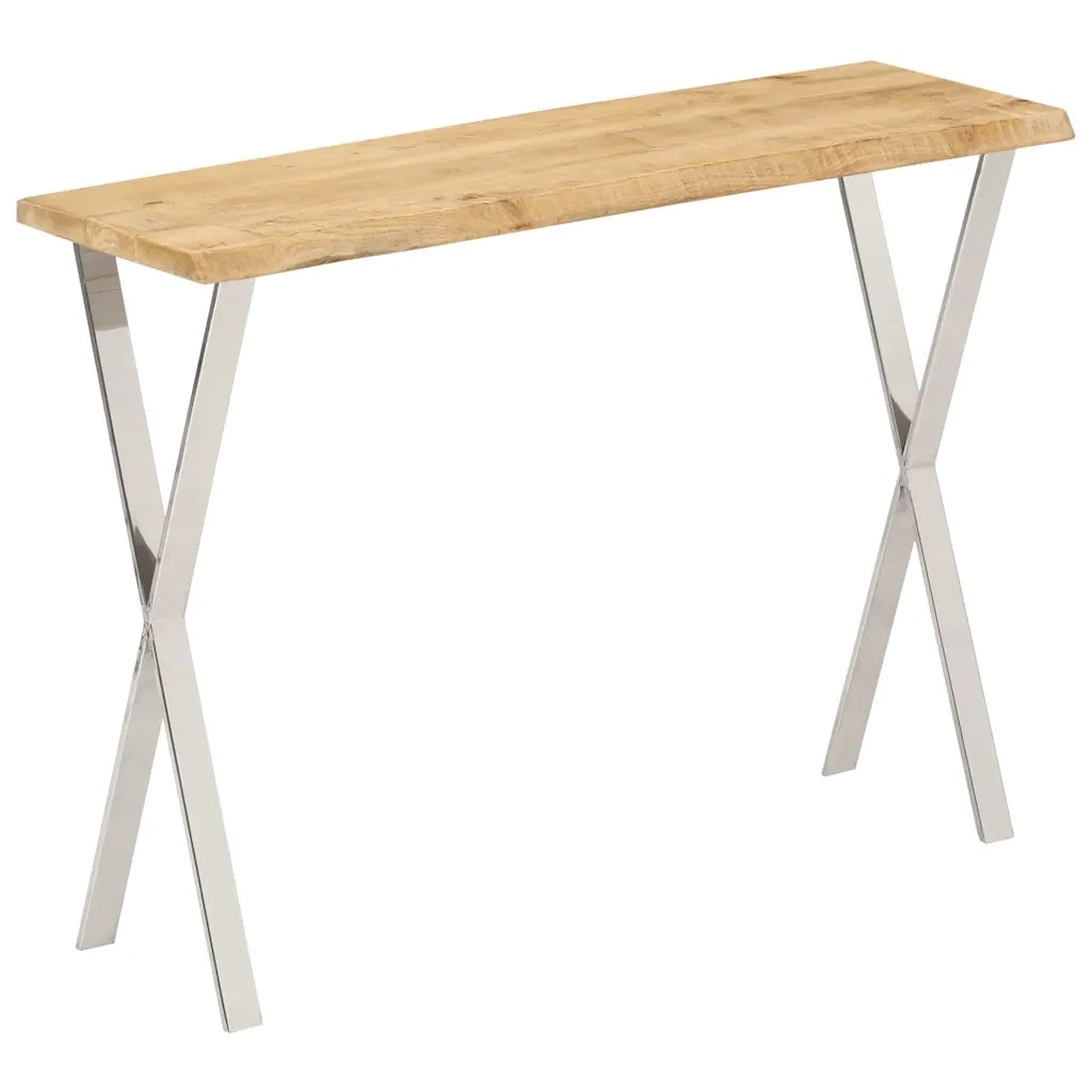 Tavolo Consolle Bordi Vivi 105x33x76 cm Legno Massello di Mango