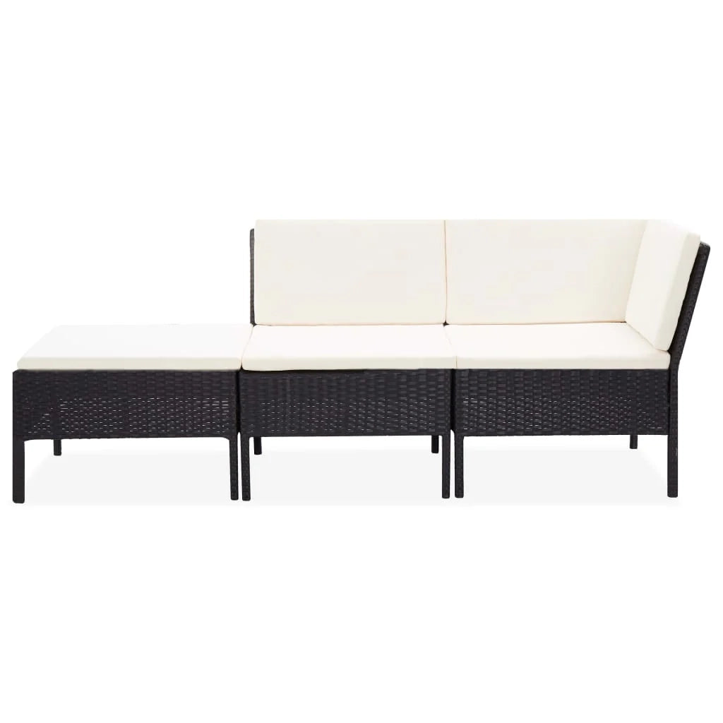 Set di mobili da giardino mobili da esterno set da 3 pezzi con cuscini resina intrecciata nera 02_0016009