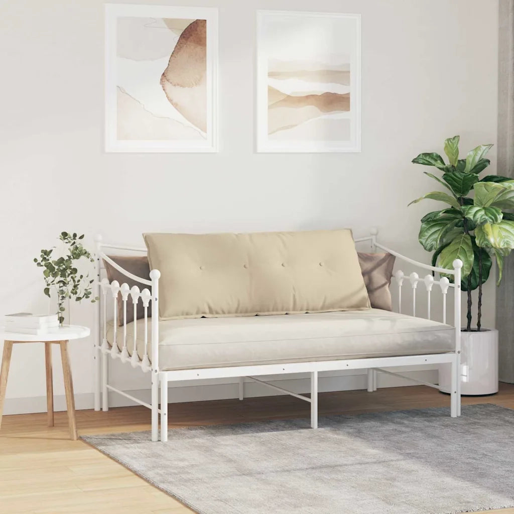 Cuscino per Schiena Crema 120 x 50 cm Tessuto in Microfibra
