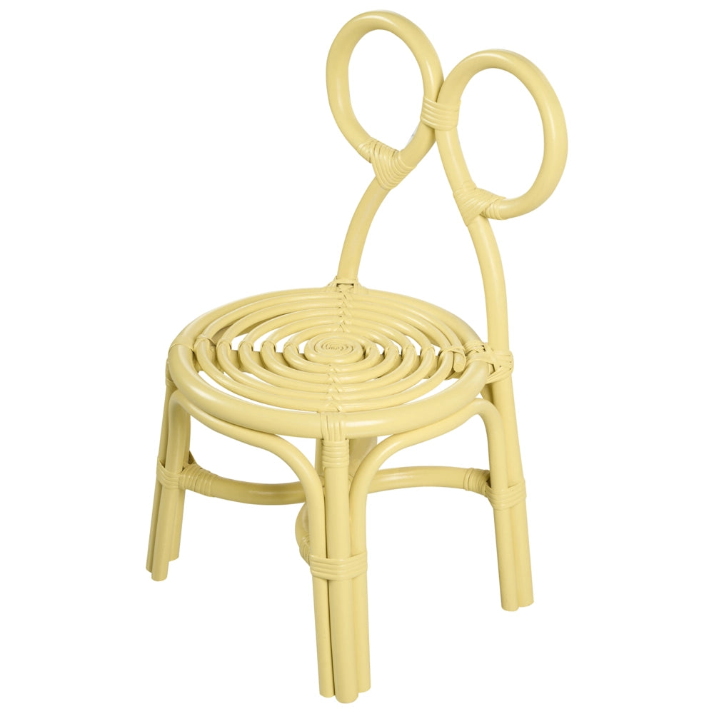 Sedia per bambini in rattan naturale giallo Patio Outdoor Indoor Boho Fatto a mano