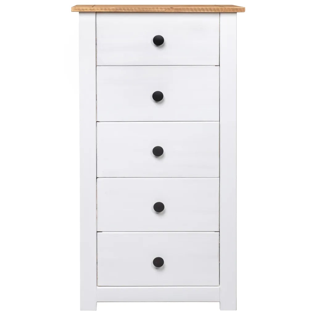 Credenza Bianca 46x40x89 cm in Legno Massello di Pino Panama 282651
