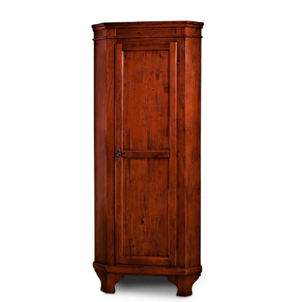 Mobile angolare in legno arte povera 1 porta tinta noce l.58 x 58 h.198 (808) - Mobili 2G