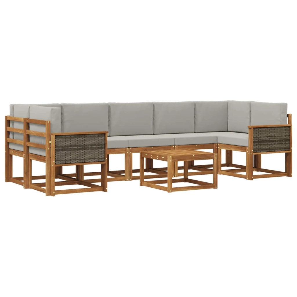 Set di divani da esterno 6 pz Naturale e Grigio Chiaro 3385067