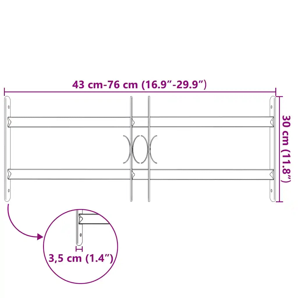 Grate per Finestre Regolabili 2 Barre Trasversali 500-650 mm 141379