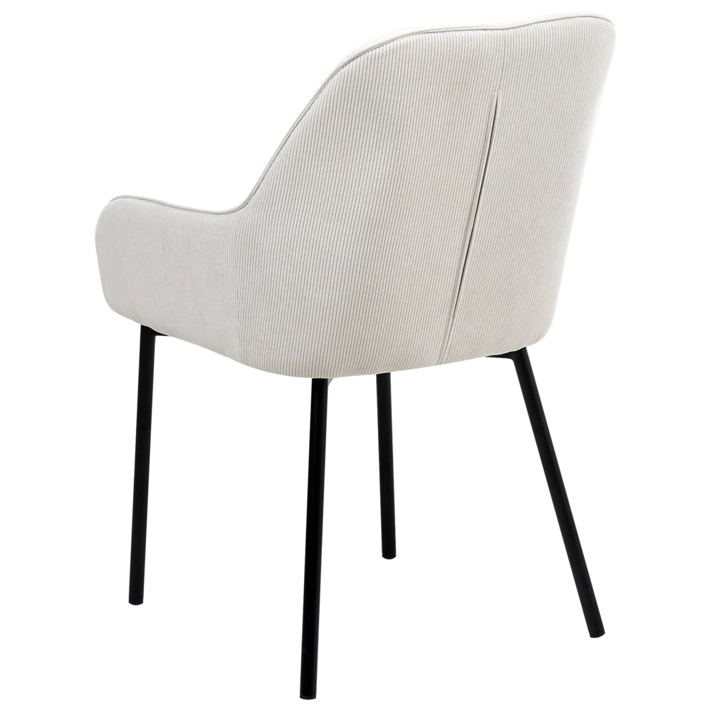Set di 2 Sedie da Pranzo con Rivestimento in Velluto corda bianco sporco gambe dorate glamour retrò