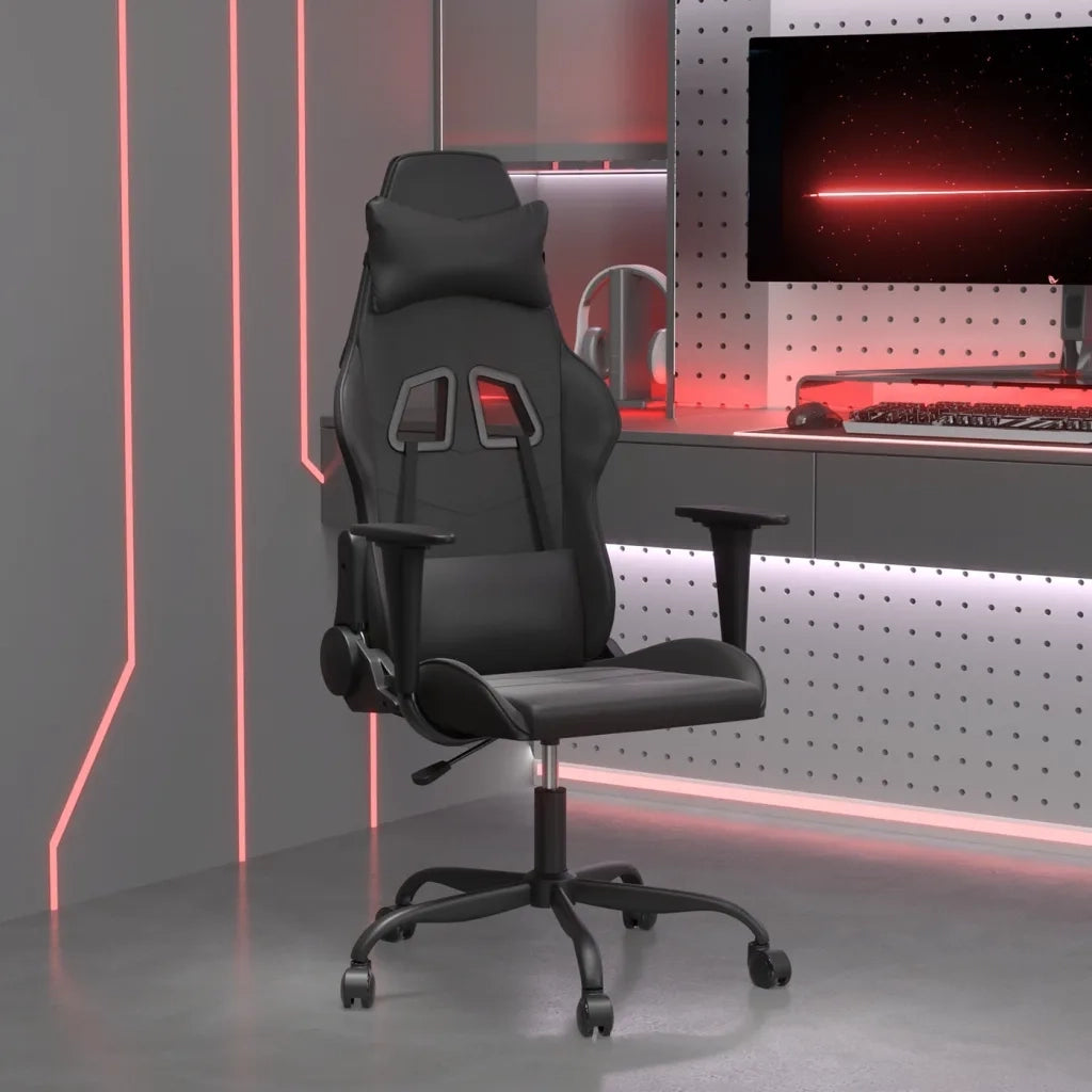 Sedia da Gaming | Sedia da e-sports Massaggiante Nera in Similpelle