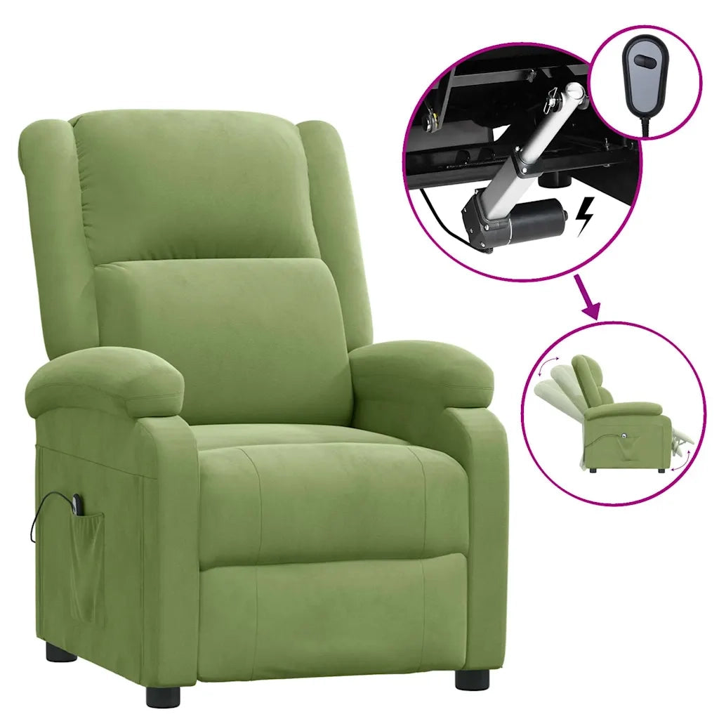 Divano Sedia-Poltrona Reclinabile Elettrica Verde Chiaro in Velluto 107038