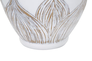 Lampada da Tavolo Ovale Atene 38x67x38 cm in Poliresina Bianco/Marrone