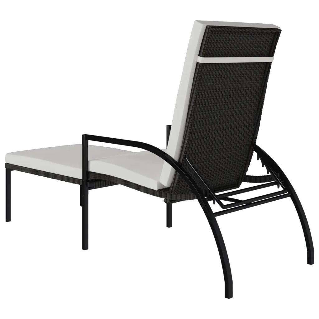 Lettini Prendisole 2 pz con Poggiapiedi in Rattan PE Marrone 317631