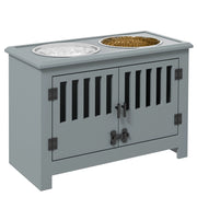 Casetta per cani con ciotole e vano portaoggetti ¨C zephmum ¨C 35.5x60x30 cm, grigio