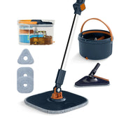 Set secchio e mocio 35,5 x 20 cm sistema di risparmio idrico testina triangolare e rettangolare in PP blu navy 20_0018366
