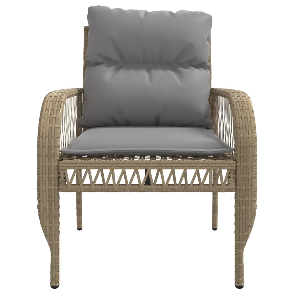 Set Divano da Giardino 4 pz | Set Salotto da Giardino con Cuscini Beige in Polyrattan