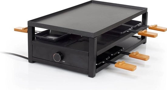 Pavimento di Parcheggio in Acciaio Nero per 8 Persone – Superficie di Cottura 44x25 Cm – Termostato Regolabile – 1300W
