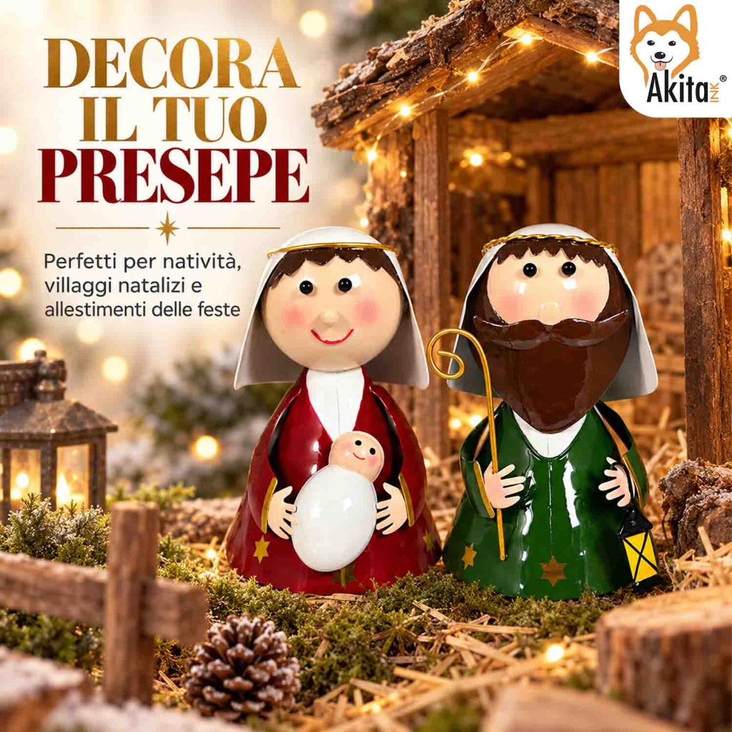 Akitaink Nativita' Maria e San Giuseppe in Latta 17 cm