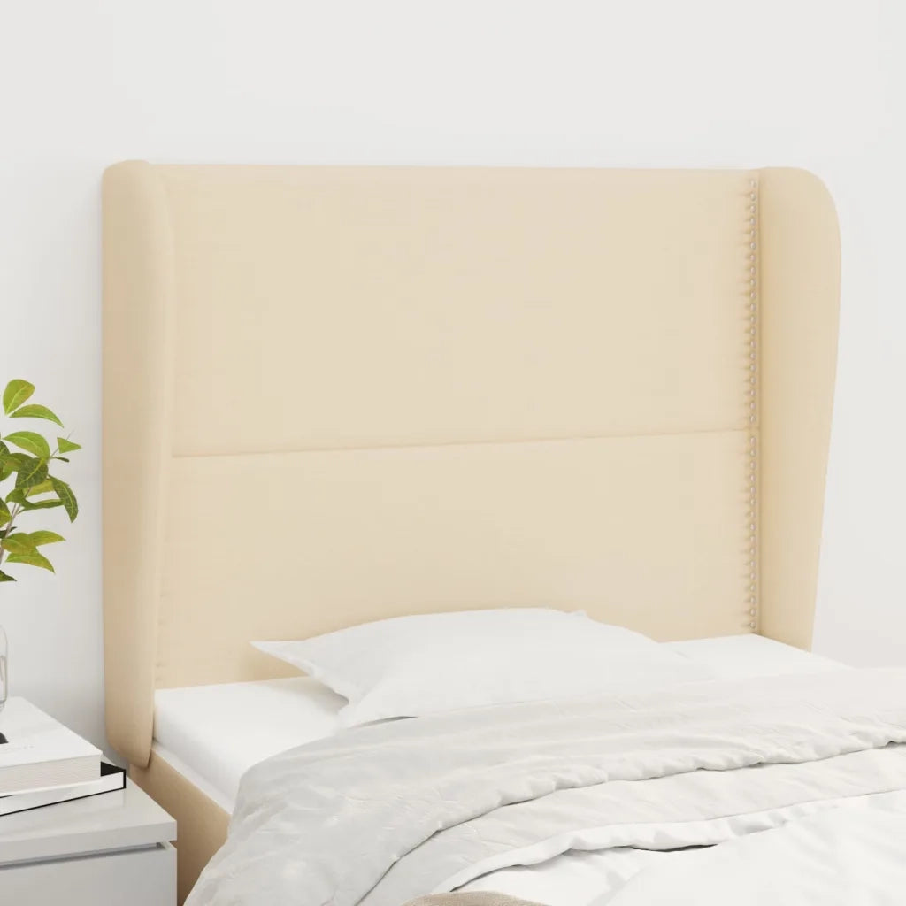 Testiera | Testata ad Orecchio Crema 93x23x118/128 cm in Tessuto