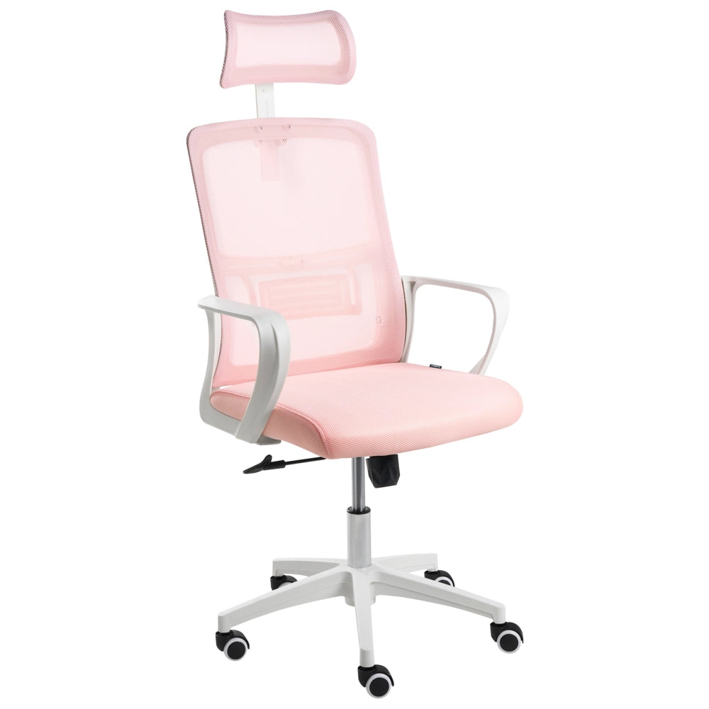 Sedia da ufficio con base girevole e poggiatesta regolabile in altezza con rete Home Office Rosa pastello stile moderno