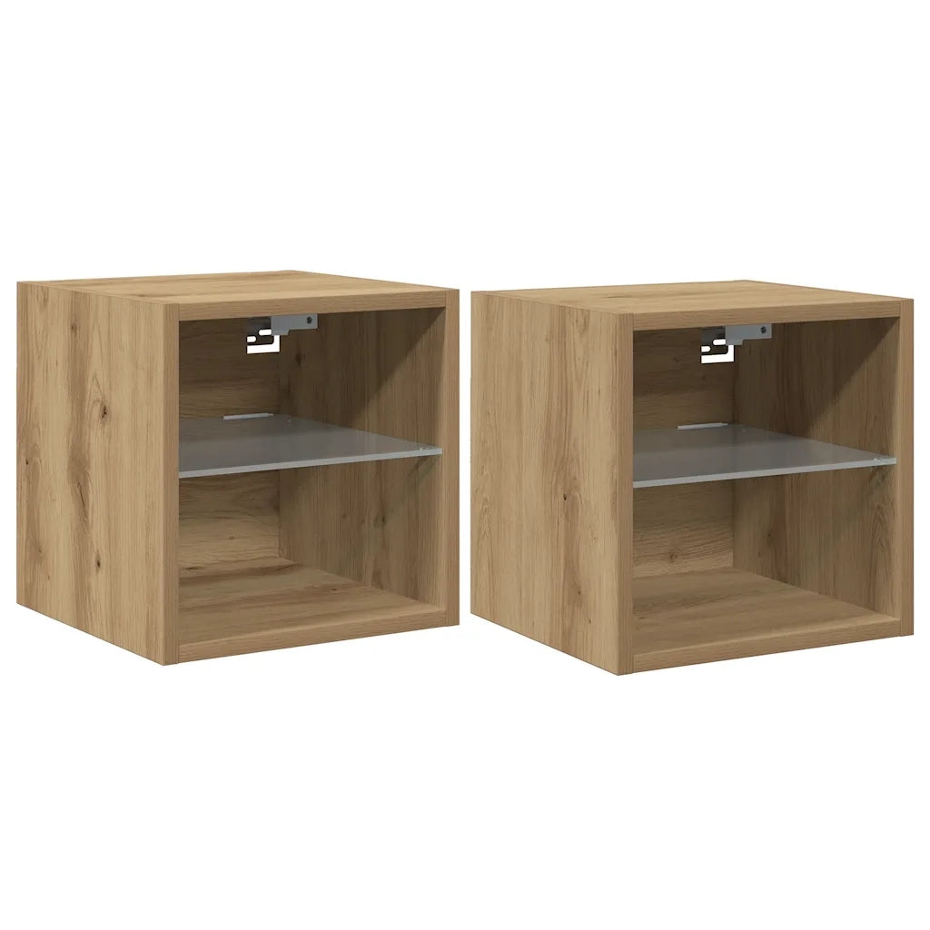 Mobili TV a Parete con Luci LED 2 pz Rovere Artigianale 857675