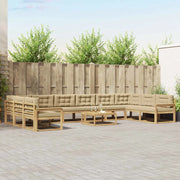 Set di divani da esterno 11 pz Bianco e Beige 3387132