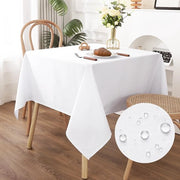 Tavolo Coprifuoco Bianco, 120x120cm Coprifuochi con Aspetto di Lino, Realizzato in Poliestere, Impermeabile all'Acqua con Effetto Lotus, Resistente ai Graffi per Salotto, Cucina, Terrazza, Giardino