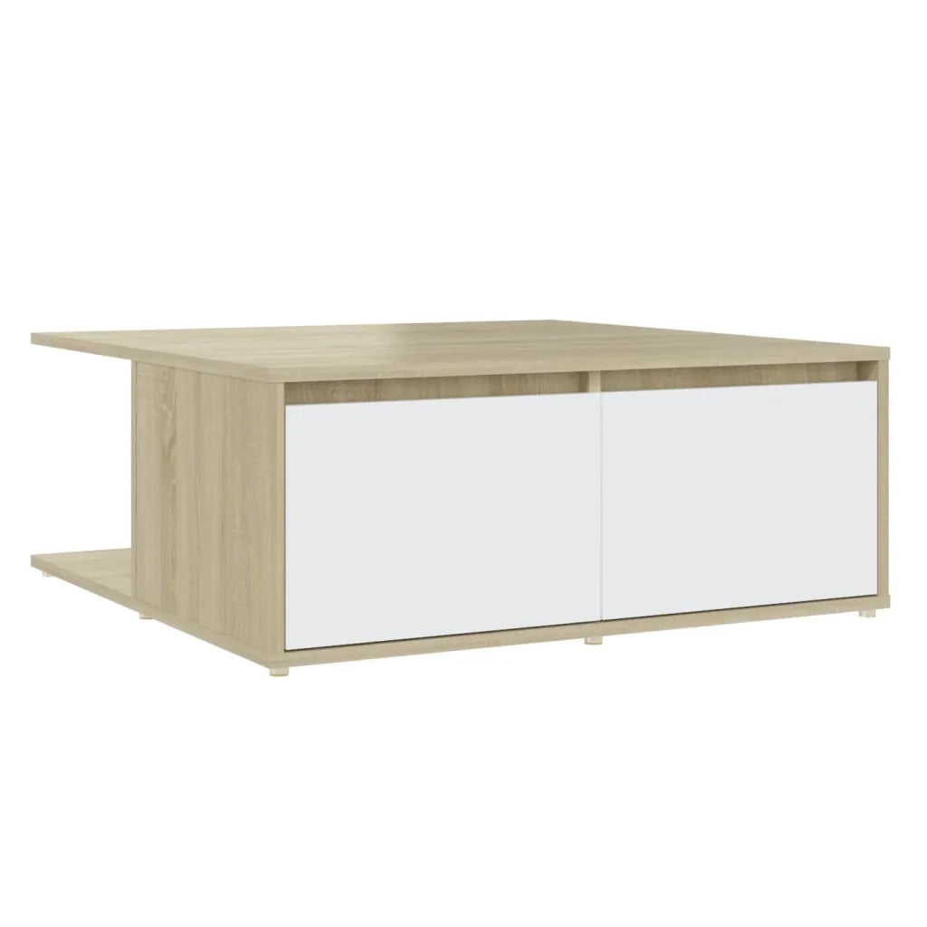 Tavolino Salotto Bianco e Rovere Sonoma 80x80x31cm Multistrato 806881
