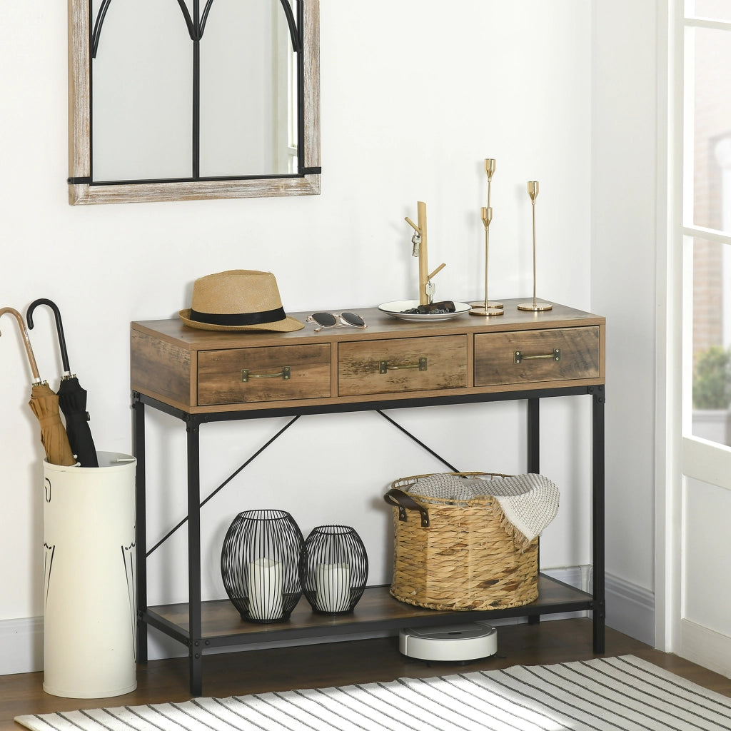 Tavolo console ¨C Minimal ¨C marrone chiaro nero 100x35x76.5 cm