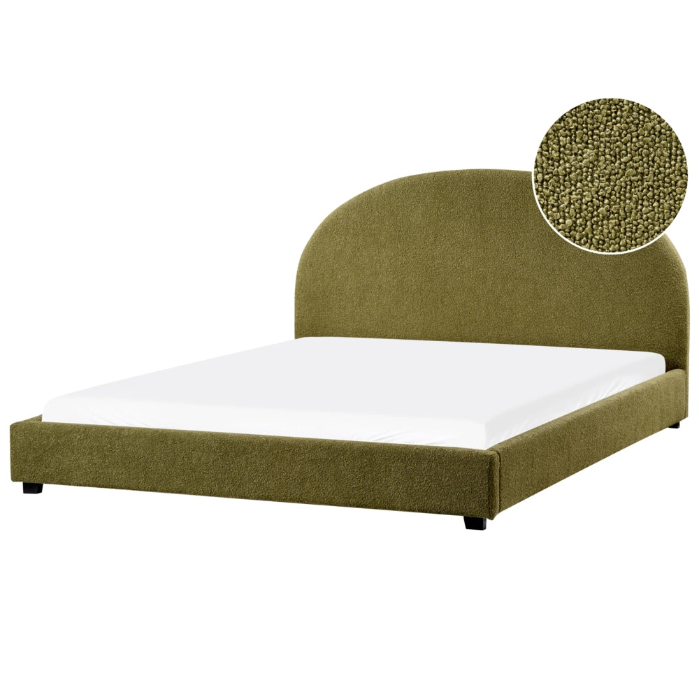 Letto matrimoniale Tessuto Bouclé verde oliva 180 x 200 cm Design minimalista e retrò