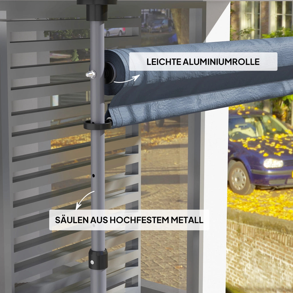 Tenda da sole a bracci pieghevoli con manovella ¨C zephmum ¨C Grigio scuro 350 cm