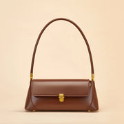 Borsa a mano da donna in vera pelle, colore marrone.