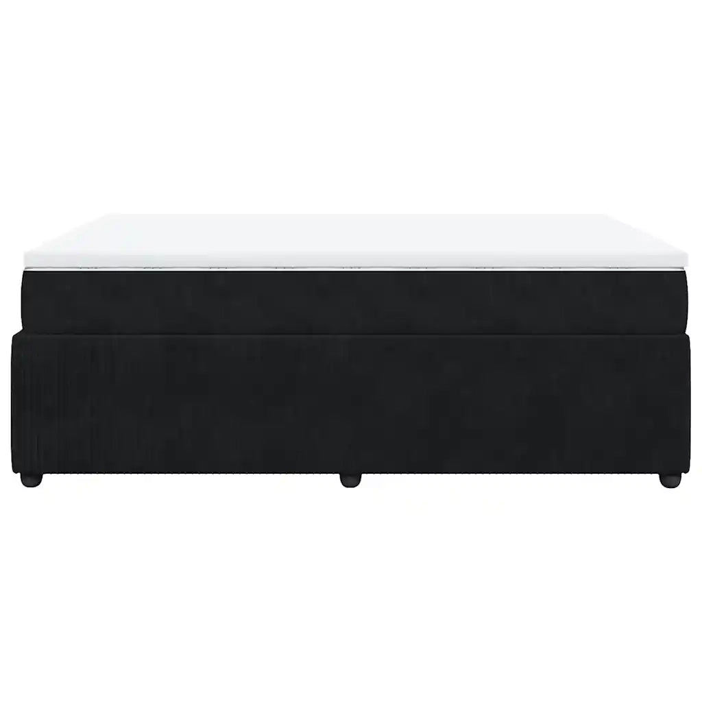 vidaXL Giroletto a Molle con Materasso Nero 160x200 cm in Velluto