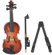 Mini violino in legno di bassotto - Modello - Finitura in bassotto - Incluso arco standard - Mini violino in legno - Decorazione per casa - 7 cm alto - Violino miniatura