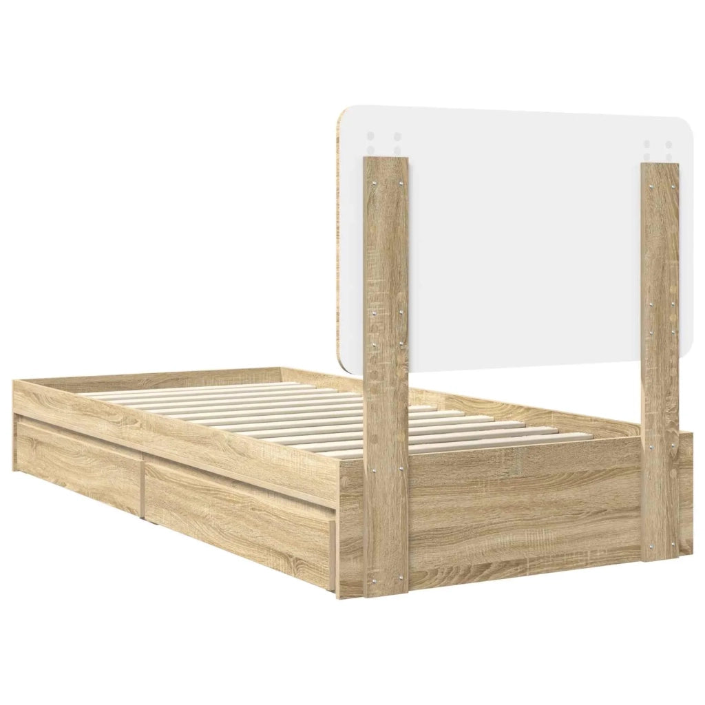 Letto con Contenitore con testiera Rovere Sonoma 100 x 200 cm