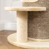 Cuccia per Gatti a 2 Livelli, con Piattaforma e Tiragraffi, Beige