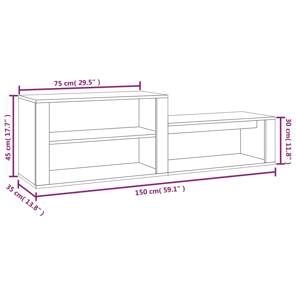 Scarpiera-Scaffale per scarpe Grigio Sonoma 150x35x45 cm in Legno Multistrato