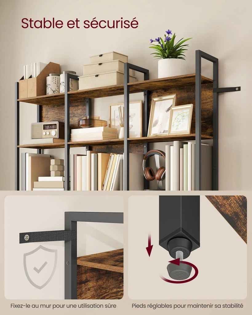 Libreria a 6 ripiani 24 x 31,8 x 175 cm struttura in acciaio per soggiorno corridoio ufficio stile industriale marrone 12_0004270