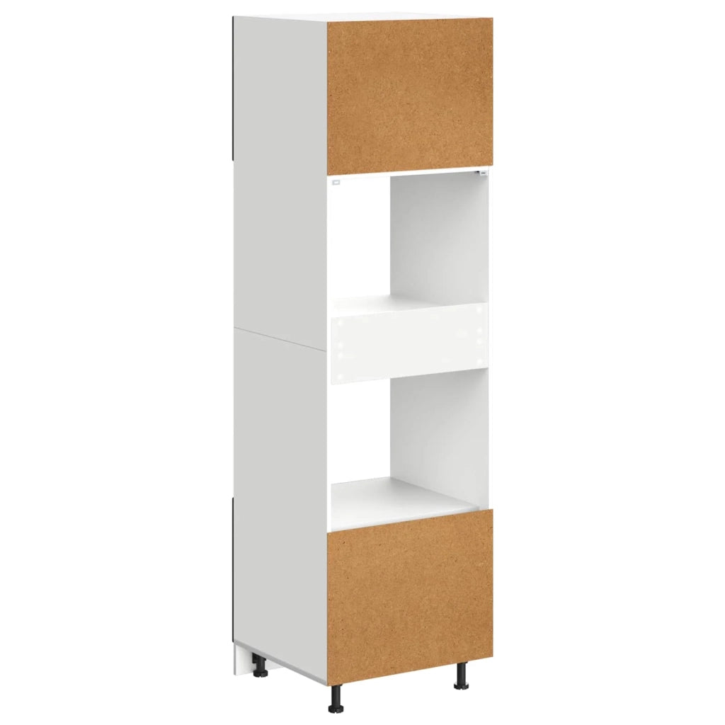 Mobile da cucina moderno da parete 60 x 57 x 207 cm spazio di archiviazione efficiente design elegante in legno ingegnerizzato rovere nero 02_0056324
