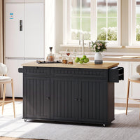 Isola cucina 6 ruote - Xylo - 137x89x45cm nero 2 cassetti