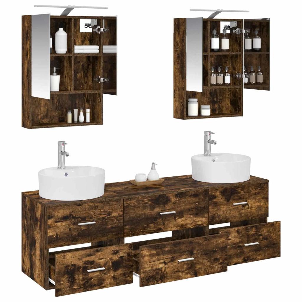 Set di mobili per il bagno 5 pcs Rovere Fumo 3406883