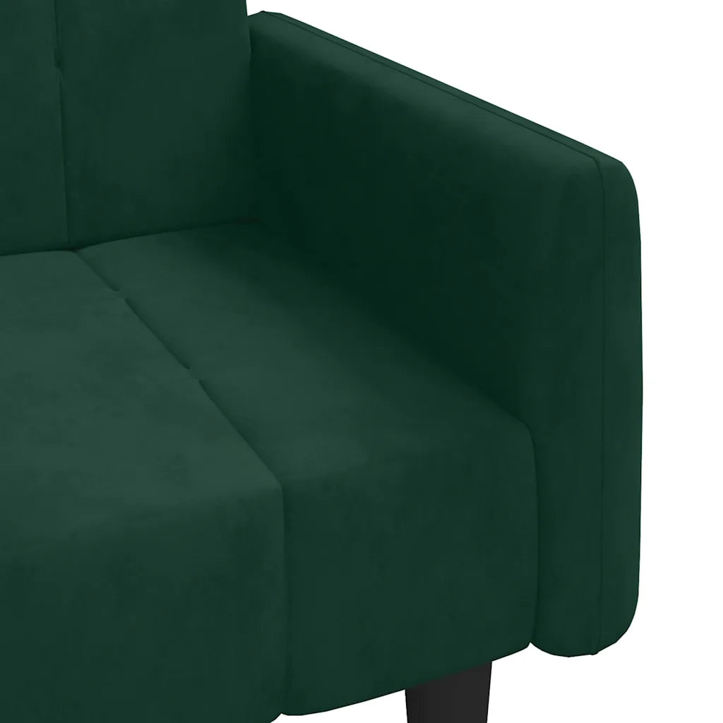 Divano Letto a 2 Posti Verde Scuro in Velluto 375776